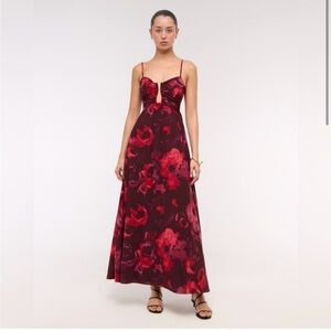 NWT Abercrombie Women’s Bra Free Hardware Burgundy Floral Maxi Dress Size XS